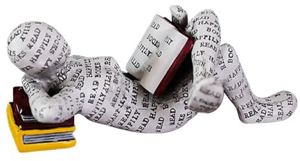 Buachois Lettura Donna Statuetta, Figura Decorazione per Mensola, Astratta Pensiero Scultura, Personalizzata Dipinto a Mano Lettura Cattivo Desktop Libri Ornamenti per La Decorazione Domestica (1)