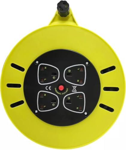 Open Cable Reel Extension Lead with Winding Handle, Thermal Cut Out and Power Switch 4 * 13A Socket Outdoor Extension Lead (10M)