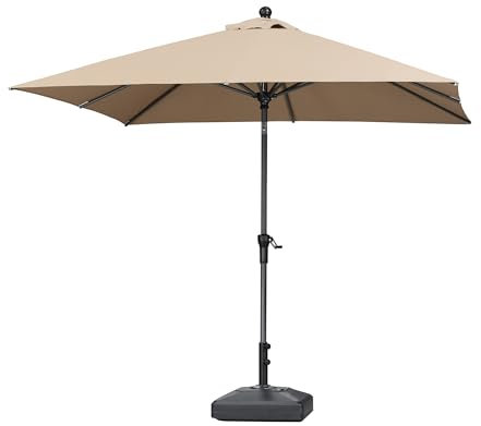 PURPLE LEAF Sonnenschirm 250 x 250 cm Alu Balkonschirm knickbar, Gartenschirm mit Kurbel Marktschirm UV-beständig, für Garten, Terrasse, Taupe