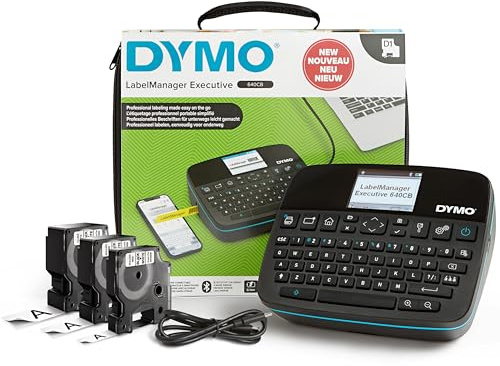 DYMO LabelManager Executive 640 CB Tragbares Etikettendrucker-Kit mit Tragetasche und 3 Etikettenkassetten | kompakter QWERTZ-Etikettierer | Bluetooth- & USB-Konnektivität | kompatibel mit DYMO