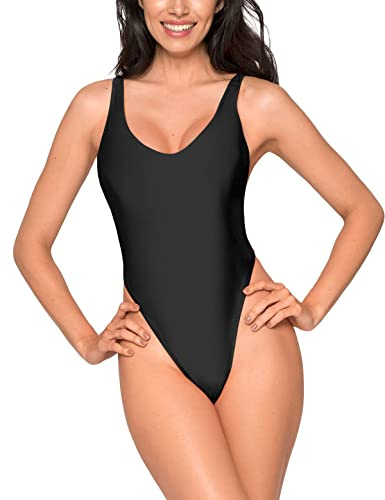 Ocean Blues Women's High Cut One Piece Swimsuit Black