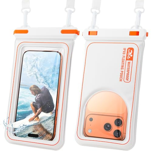 citymore Universal Waterproof Phone Pouch,IP68 Waterproof Floating Phone Case,Cell Phone Dry Bag for Beach, Protector for iPhone 17 16 15 14 13 12 11 Pro Max Plus Air, Galaxy S25 S24, 4-7 White
