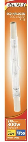 Eveready ECO Halogen 230W (300W Equivalent) Linear Light Bulb, White, Pack of 2, R7s, 230 W