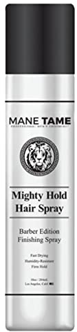 MANE TAME Mighty Hold Hair Spray for Men 10oz - Barber Edition, Fast Drying, Humidity Resistant, Firm Hold - Best used as a Finishing Spray