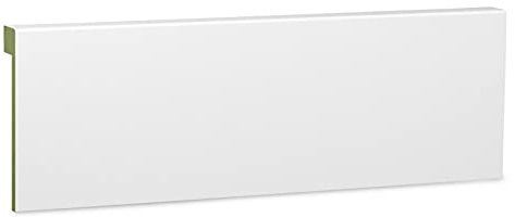 KGM Abdeckleiste für Fliesensockel – feuchtraumgeeignet in modernem Profil– MDF weiß foliert – Maße: 2400 x 19 x 100 mm – 1 Stück