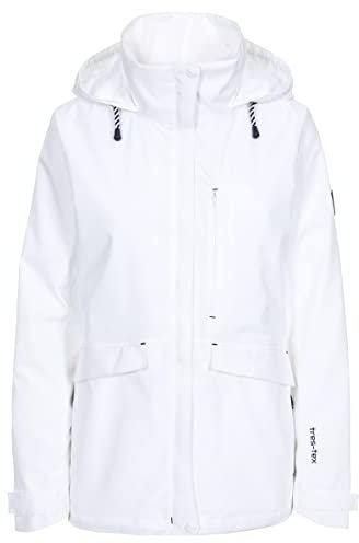 Trespass Women's Voyage Waterproof Rain Jacket With Concealed Hood, White, 6 UK