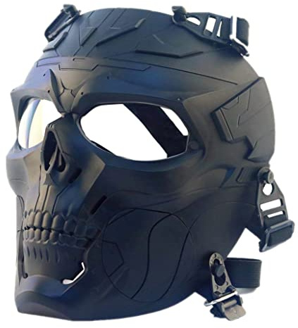 JEIMAI Maschera Softair Tattica Faccia Piena Maschera di Paintball Maschere Cranio protettive Full Face con PC Lens Occhiali per CS BBS Gioco Halloween Cosplay (Lente trasparent-Nero)
