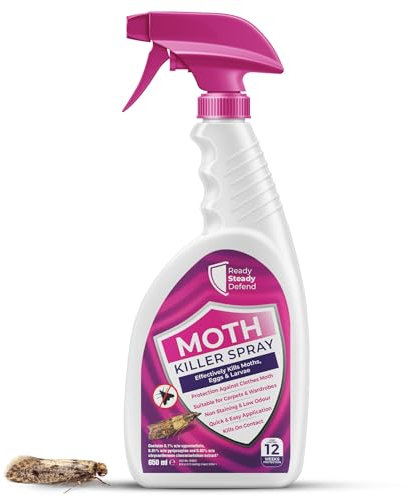 READY STEADY DEFEND Moth Killer Spray | 650ml | Repellent Protects Carpets, Clothes & Wardrobes From Moth Infestations | Non Staining & Low Odour | Kills on Contact | Effective & Easy to Use