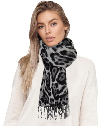 Glamexx24 Écharpe XXL Femme Oversized, Modèle Léopard Confortable et Chaude, Poncho à Franges Trois Couleurs, Châle Couverture
