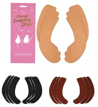 Perky Pear Cleavage Sculpting Boob Tape Strips [A-H Cup] - 3 Pairs of Sculpting Breast Lift Boob Tape (Beige)