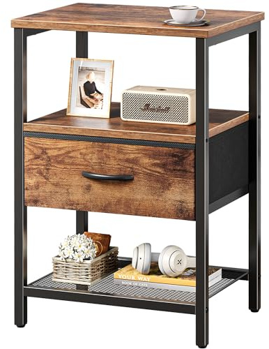 Huuger Night Stand with 2 Drawers, Bed Side Table with Open Shelf