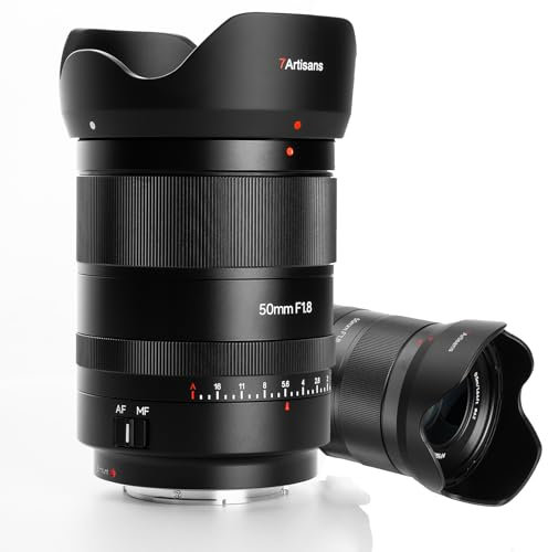 7artisans 50mm F1.8 Lente for Sony E Mount estándar fotograma Completo Gran Apertura Lente STM Full-Frame Objetivo Auto Focus Lenses APS-C (Sony A5000 A5100 A6300 A6500 NEX-5T A7III A7R III, Negro)