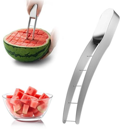 Melonenschneider, Wassermelonen Schneider, Obstschneider Melone, Edelstahl Wassermelonenschneider, Melonenausstecher, Melonenmesser für Wassermelone,Obstsalat,Cantaloupe,Papaya,Drachenfrucht (1 Stück)