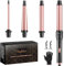 Haglater Lockenstab 4 in 1 Multifunktions Austauschbare Keramikbeschichtung Curling Iron, Lockenstäbe mit Verschiedenen Aufsätzen Große und Kleine Locken, Welleneisen für Beach Waves