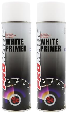 PROTOUCH 2x Promatic White Primer Spray Paint, 500ml, Fast Drying, for Wood, Metal, Aluminium