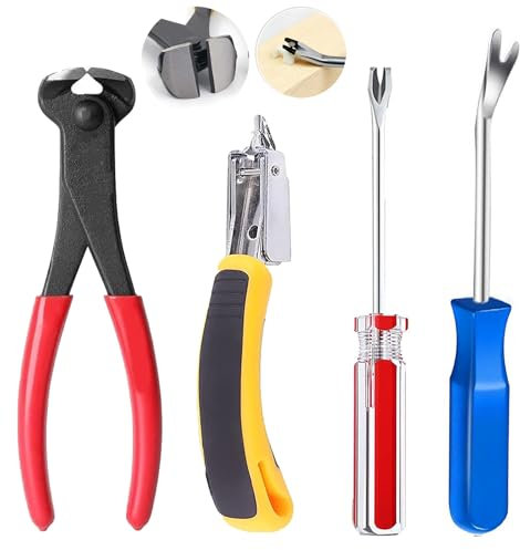 Tayfeim 4pcs Upholstery Staple Remover Tool,Nail Remover Tool With Nail Puller Pliers Tack Puller, Staple Remover,Staple Puller Remove Nails From Furniture Floor Wall Wooden Case Picture (4)