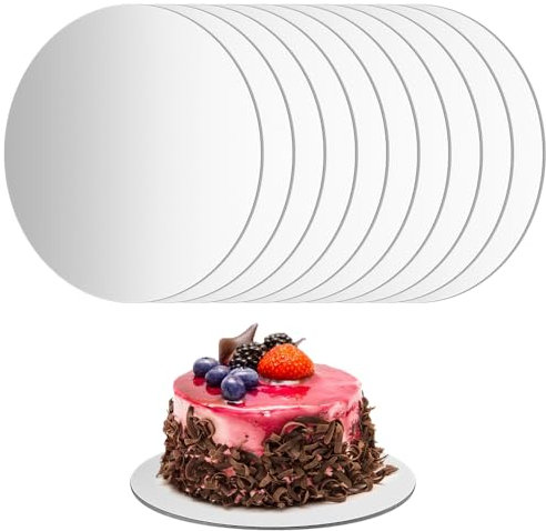 10 Pz Sottotorta Tondo 30 cm, Supporti per Torte Argento, Vassoio per Torte, Vassoio Torta Rotondo in Cartone, Vassoio Sottotorta Base per Torte Decorazione Trasporto Espositore(Argento)