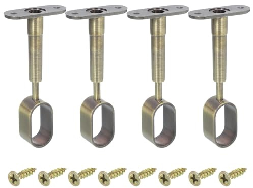 QUARKZMAN 4 Pz Staffa Mensola Armadio Ovale, Staffa di Supporto Tubo Asta Armadio Regolabile in Altezza, Staffa Porta Tubo Completa con Viti per Armadio Armadio Bronzo