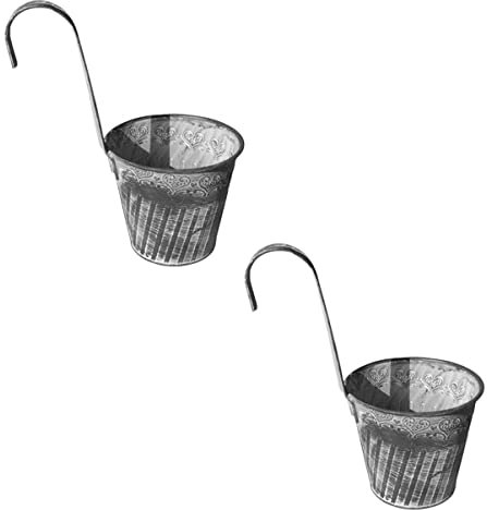 ORFOFE Tenedores De Flores De Hierro 2 Unids con Gancho Flor Bucket Jardín Colgante para Exteriores Al Aire Libre