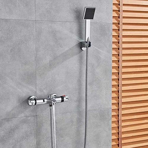 WallMounted Shower Set with Thermostatic Control Chrome Finish Adjustable Handheld Showerhead Complete Shower System for Comfortable Bathing Experience