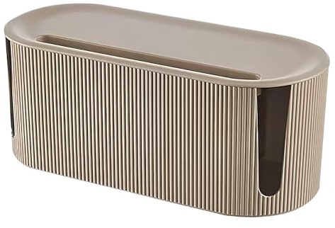 Caja organizadora de cables con tapa – Regleta de enchufes para guardar y ocultar cables – Caja de gestión de cables segura para niños de ABS para salón y escritorio (marrón)