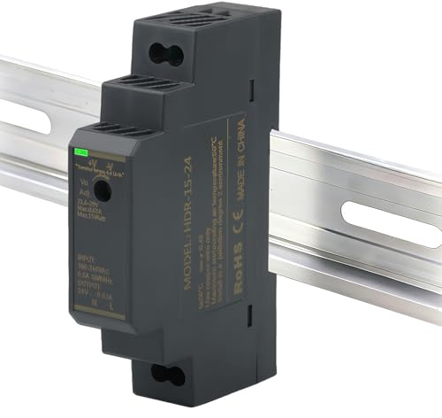 Fuente de Alimentación de Carril DIN 24V 0,63A, Transformador HDR-15-24 para Automatización Transformadores Industriales, Fuente de Alimentación Conmutada Entrada AC100V-240V Salida DC24V