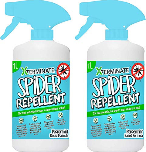 Xterminate Spider Repellent Spray for Indoor/Outdoor Use Suitable for CCTV Cameras, Doors and Windows. Super Strength Natural Peppermint Oil (2 x1 Litre)