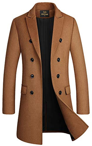Men's Premium Wool Blend Double Breasted Long Pea Coat (as1, alpha, xx_l, regular, regular, Camel)