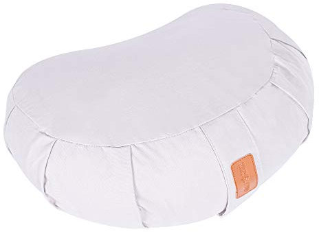 GORILLA SPORTS® Yoga-Kissen Halbmond Sitzhöhe 19 cm Sandfarben – Meditationskissen mit waschbarem Baumwoll-Bezug und Bio-Dinkelfüllung