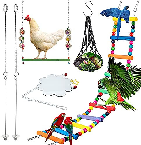 Allazone 6 Pz Giocattolo per Uccelli e Pappagalli Pollo Appeso Altalena