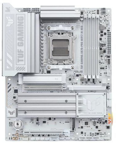ASUS TUF Gaming X870-PRO WiFi7 Neo, Scheda madre ATX, 16+2+1(80A) Fasi di Alimentazione, DDR5, PCIe 5.0, 4 slot M.2, WiFi 7, Realtek 5Gb, USB4-C da 40 Gbps, Aura Sync, Bianco
