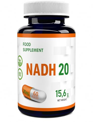 Hepatica NADH 20 mg (Dinucleótido de Nicotinamida y Adenina Reducido) | 60 Cápsulas Veganas | Suministro para 2 Meses | Un Solo Ingrediente | GMP & laboratorio independiente