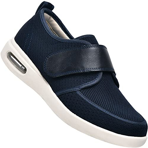 Zapatillas Hombre Ancho Especial Zapato de Salud Stretch 10 Zapatos Running Fitness Gym Outdoor Sneaker sin presión, Ligero, Apto para Interior y Exterior,Azul,43 EU