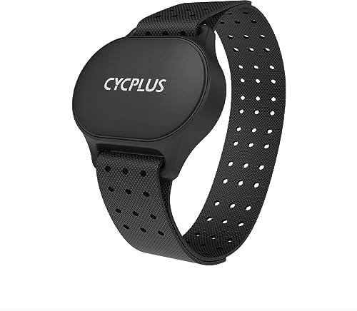 CYCPLUS Brassard Cardio-fréquencemètre, Bluetooth 5.1 Ant+ HR Monitor avec indicateur LED de la Zone HR, IP67 Waterproof, pour la Course à Pied, Le Cyclisme, la Gymnastique et d'autres Sports