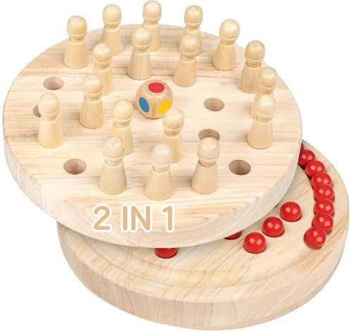 Anstore Wooden Memory Chess, Memory Game Set, Kids Wooden Memory Match Stick Chess with Storage Bag, Board Game for Family Children Early Learning, Christmas Birthday Gift