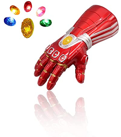 SINSEN LED Light Up Infinity Gauntlet Gloves with Removable Magnet Infinity Stones Batteries