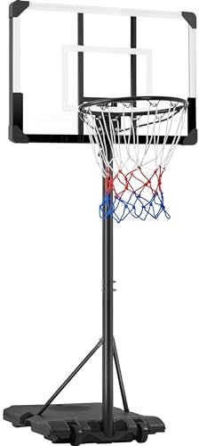 Yaheetech Basketballständer Basketballkorb mit Rollen Basketballanlage für Indoor oder Outdoor Höhenverstellbare Korbanlage Standfuß mit Wasser oder Sand befüllbar Weiß 226,5 cm 256,5cm