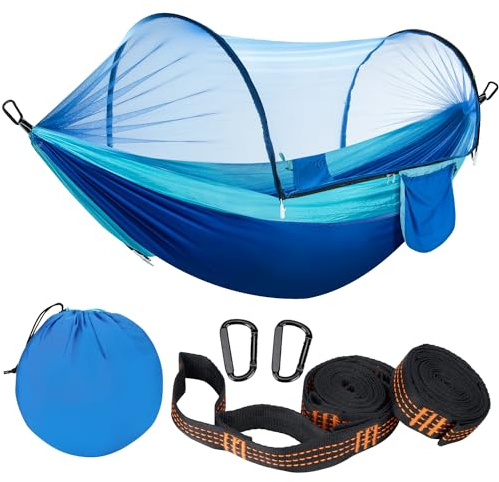 Ultra-léger Hamac Moustiquaire Capacité de Charge de 300kg | Suspendu Hamac sur Pied Respirant | Nylon Parachute Séchage Rapide Exterieur pour Camping, Randonnée, Jardin, Randonnée Pédestre
