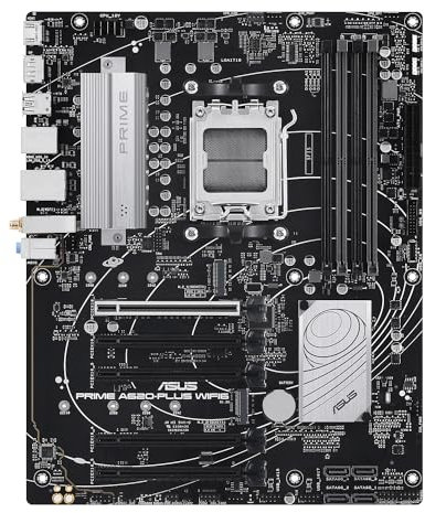 ASUS Prime A620-PLUS WIFI6 AMD A620 AM5 ATX Motherboard, DDR5, PCIe 4.0, Dual M.2 Slots, WiFi 6, DisplayPort/HDMI™, Rear & Front USB 5Gbps Type-C, SATA 6 Gbps, Two-Way AI Noise Cancelation, Aura Sync
