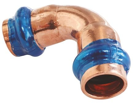 SOMATHERM FOR YOU, Courbe 90° en cuivre à sertir FF Ø12, raccord indémontable conforme EN1057, pression max 16 bars, température max 95°C, témoin de sertissage EPDM, profil V