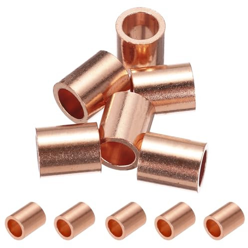 PATIKIL 3/16/ 5mm Draht Seil Stopfen Hülse 6Stk Kupfer Crimping Schlaufe Hülsen Ende für Draht Seil Kabel Aderendhülse Gold Ton
