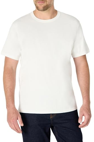 Amazon Essentials Men's Relaxed-Fit Heavyweight Cotton T-Shirt, White, Medium