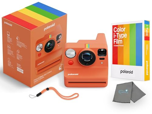 Polaroid Now+ 3rd Generation i-Type Instant Camera + 8 i-Type Color Film Bundle, Bluetooth Connected App Controlled, Coral, Polaroid Camera Bundle with a Lumintrail Lens Cleaning Cloth