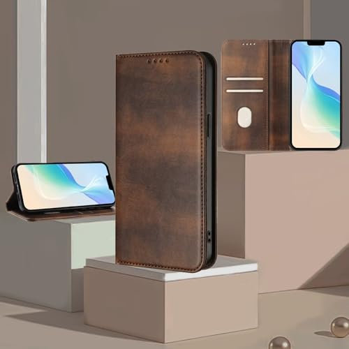 xinyunew Funda para OPPO Find X5 Lite/Reno 7 5G,PU Cuero Flip Carcasa Fundas Móvil de Tapa Libro con Cierre Magnético,Tarjetero y Suporte,Capa Plegable Cartera,Flip Cover Case (Marrón)