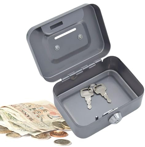 Caja de seguridad de metal para dinero, para niños y adultos, almacenamiento seguro perfecto para cambio suelto