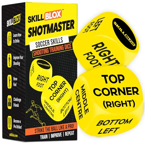 SKILL BLOX Football Shooting Training Dice (2 pcs) | Football Gifts for Boys & Girls 9-12 | Football Games & Training Equipment | Teenage Boy Gifts for 8 9 10 11 12 Year Old Boys (SHOTMASTER DICE)