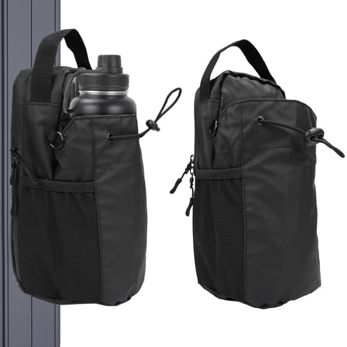 GAESHOW Borsa sportiva magnetica con portabottiglie, universale, borsa da palestra, borsa per borraccia e cellulare, borsa regolabile per palestra, tempo libero, viaggi, sport, colore nero