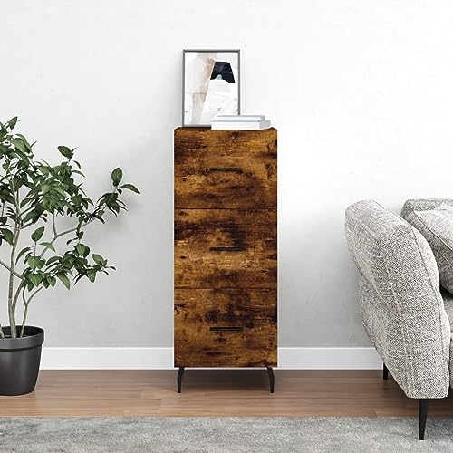 Hoopleep Smoking Sideboard 34.5 x 34 x 90 cm Modern Wooden Design Metal Legs 3 Drawer Cabinet for Bedroom Living Room Furniture
