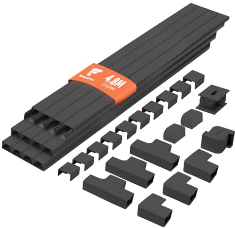 shinfly Kabelkanal, Kanal för Elkablar, Kabelskydd, Vit Kanal för Att Dölja Kablar, Självhäftande Kanals för Vägg, TV – Svart 15mm x 10mm
