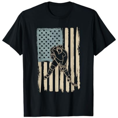 Camiseta De Hockey con Bandera Americana para Hombre Y Niña, Camiseta